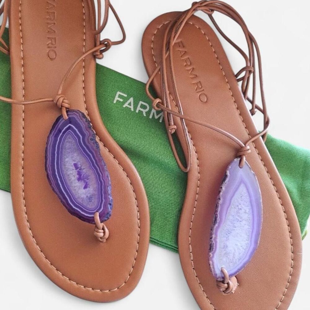 Farm-rio Women's Purple and Tan Sandals